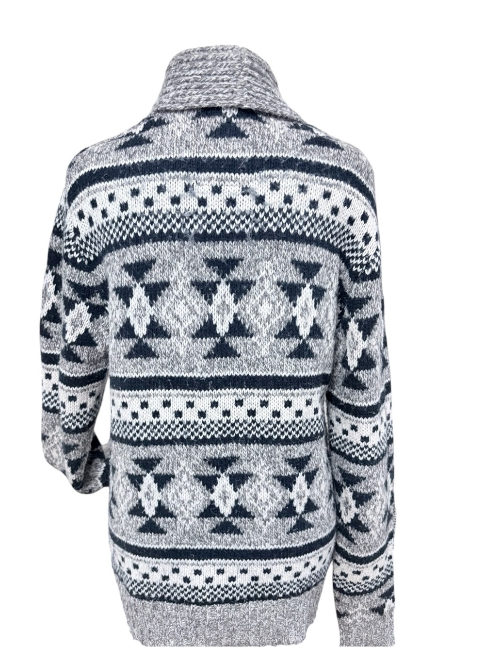 American Eagle Outfitters Nordic Knit Cardigan Y2K Gray Wool Sweater Sz S - Picture 3 of 12